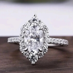 Silver tone (white gold tone) - Faux Engagement Ring  - Size 6